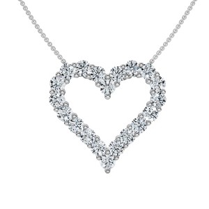 Pompeii3 1Ct Diamond Heart Pendant 14k Gold Lab Created 3/4" Tall Necklace - 1 of 4