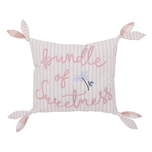 NoJo Farmhouse Chic Pink and White Stripe "Bundle of Sweetness" Decorative Throw Pillow with Knotted Ties - 1 of 4