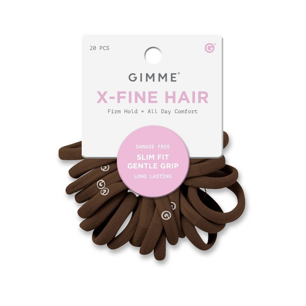 Photos - Hair Styling Product Gimme Beauty Extra Fine Hair Tie Bands - Dark Brown - 20ct