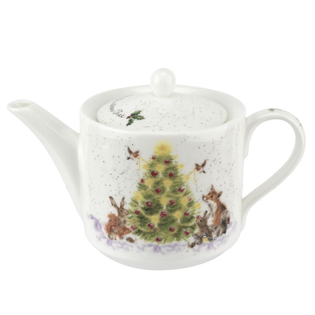 Spode Royal Worcester Oh Christmas Tree, 16 oz Fine Bone China Teapot - Hand-Painted Woodland Critters
