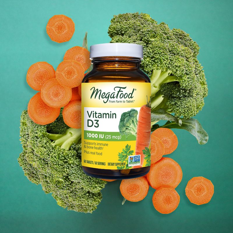 MegaFood Vitamin D3 1000 IU for Bone Health &#38; Immune Support Vegetarian Tablets - 60ct, 6 of 9