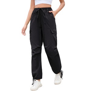 Women Baggy Parachute Pants Casual Cargo Pant Low Waist Loose Pants Multiple Pockets Jogger - 1 of 4