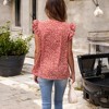 Amaryllis Women's Floral Print V-Neck Ruffle Sleeve Top with Soft Drape and Feminine Silhouette - 4 of 4