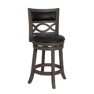 New Classic Furniture,Manchester 24" Wood Counter Stool With Black Pu Seat In Ant Gray - 1 of 4