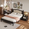 3-Piece Bedroom Set with Queen/Full Size Wooden Bed, 1 Vintage Nightstand and 1 Makeup Vanity Set with Stool 4B - ModernLuxe - 2 of 4
