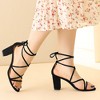 Perphy Women's Faux Suede Open Toe Lace Up Strappy Chunky Heel Sandals - 2 of 4