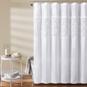 Maria Shower Curtain White/Silver Single 72X72 - 1 of 3