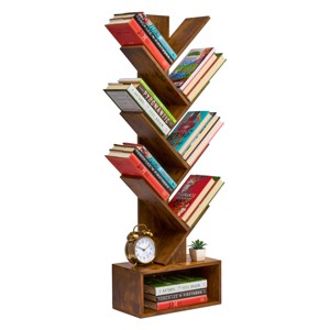 Sorbus 7-Tier Zigzag Tree Bookcase with Open Drawer for Books, Decor, and Accessories - Space-Saving Organizer Unit for Living Room, Bedroom, Office - 1 of 4