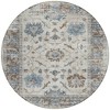Beige And Blue Floral Washable Indoor Outdoor Area Rug - 4 of 4