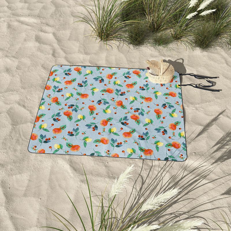 Ninola Design Citrus fruits Summer Blue Picnic Blanket - Deny Designs, 3 of 4