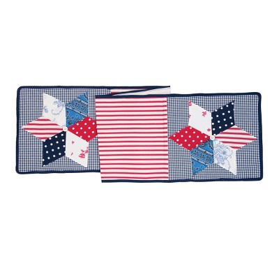 Gallerie II 13" x 60" Quilted Star Table Runner Cotton Table Linen For 4th of July Independence Day Patriotic Stars&Stripes