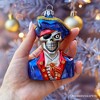 Fierce Pirate Skeleton Glass Ornament, Gothic Skull Ship Captain Decor - 4 of 4