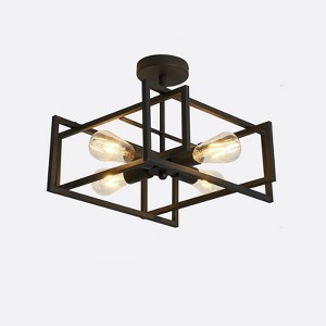 Itopfox 4-Lights Close to Ceiling Light, Black Industrial Flush Mount Farmhouse Chandelier Lighting for Kitchen Island Dining Room Bedroom Foyer - 1 of 4