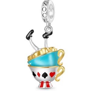 Sterling Silver Alice in Wonderland Charm - Whimsical Dangle Bead for Bracelets, Gift for Women - 1 of 4