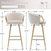 QingMoon Modern Velvet Bar Stools, 30" Counter Height Chairs Set of 2 with Gold Legs and Chrome Footrest for Kitchen Island, Home Pub - 4 of 4