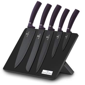 Wolfgang Puck 6 pieces Knife Set Cranberry Red Handles Unused Knives