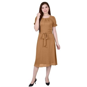 NY Collection Womens Swiss Dot Pin Tuck Midi Dress - 1 of 1
