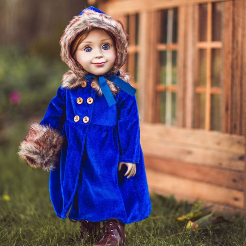The Queen's Treasures 18In Doll Clothes Velvet Winter Polyester Fur Trimmed Coat, 2 of 9