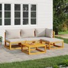 vidaXL 5-Piece Patio Lounge Set with Light Gray Cushions, Solid Acacia Wood Outdoor Furniture Set, Includes Sofas, Footrest and Coffee Table - 2 of 4