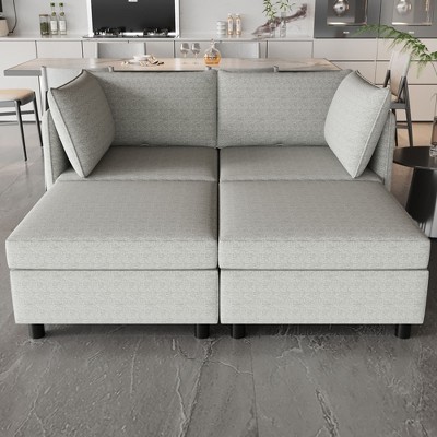 NicBex Couches for Living Room Armless Seat Loveseat Couches Chaise Longue Sofa Fabric Flexible Sofa with Storage for Small Spaces, Living Room