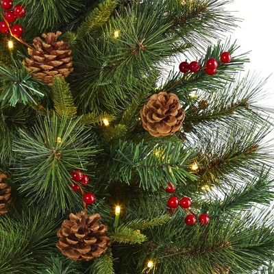 5ft Green Pine Artificial Christmas Tree with LED Lights and Pine Cones