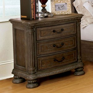 Gulches 3-Drawer Rustic Nightstand, Solid Wood Bedroom Bedside Table with Bronze Hardware & Felt-Lined Drawers - 1 of 4
