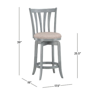 37" Blue Wire Brush Swivel Wood Counter Stool