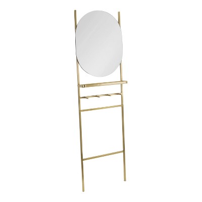 18" x 67" Noka Mirror Leaning Ladder Gold - Kate & Laurel All Things Decor