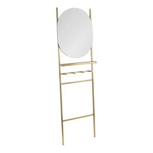 18" x 67" Noka Mirror Leaning Ladder Gold - Kate & Laurel: Capsule Shape, Storage Shelf, Wall Mounted - 1 of 4