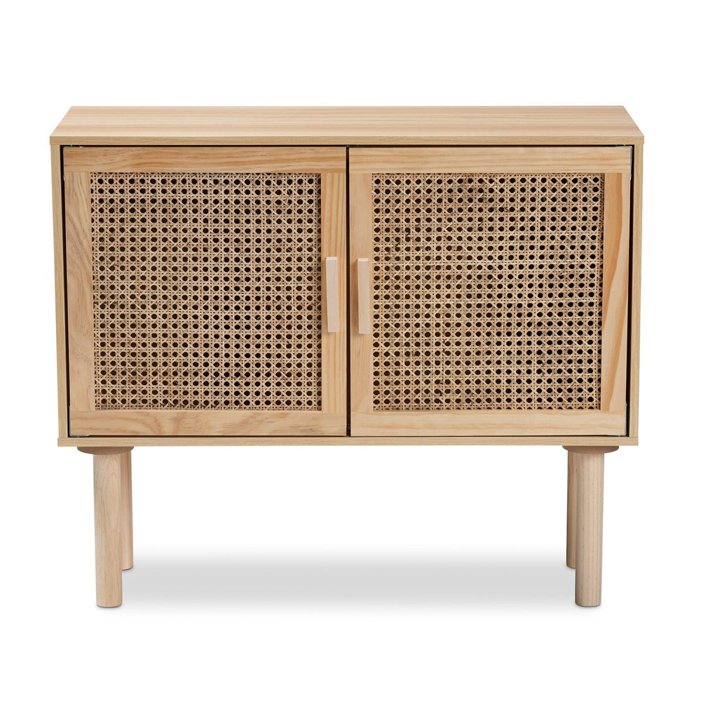 Photos - Storage Сabinet Maclean Rattan Wood 2 Door Sideboard Buffet Natural/Brown - Baxton Studio