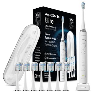 AquaSonic Elite Rechargeable Electric Toothbrush Set - ADA Accepted, 5 Modes, Travel Case, 8 Brush Heads - 1 of 4