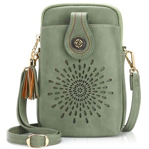 Small Crossbody Bags for Women, Lightweight Vegan Leather Cell Phone Purse, Cute Purses with Tassels - 1 of 4