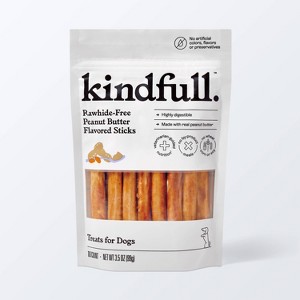 Rawhide-Free Peanut Butter Flavor Recipe Stick Dog Treat - 3.5oz/10ct - Kindfull™ - 1 of 3