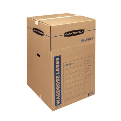 Eco-Friendly Kraft Corrugated Wardrobe Moving Box with Hanging Bar, 24.4"x40.2"