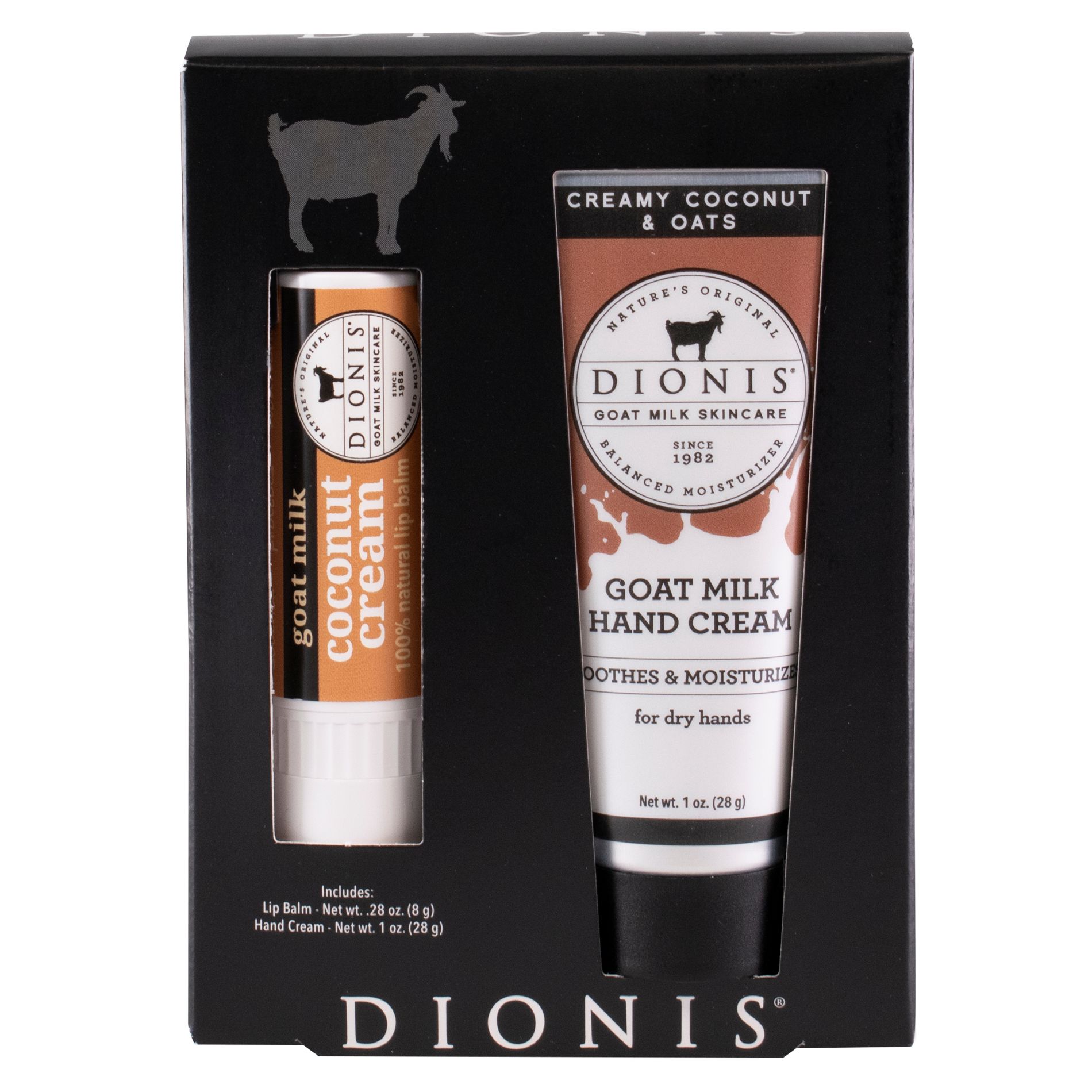 Dionis Goat Milk Lip & Hand Set Creamy Coconut & Oats, 2pc