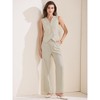 INSPIRE CHIC Women's Outfit Sleeveless Blazer Suit Vest Waistcoat Wide Leg Pants Sets 2 Pieces - 3 of 4