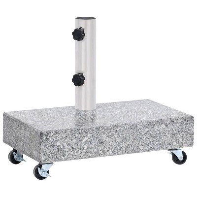Gray Granite Wheeled Umbrella Base with Stainless Steel Tube