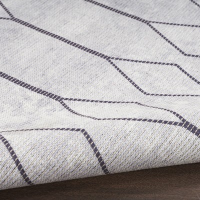 Ivory and Grey Geometric Washable Rectangular Rug