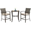 Tangkula 3-Piece Patio Rattan Furniture Set Outdoor Bistro Set Cushioned Chairs & Table Set Gray/Brown - 4 of 4
