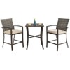 Tangkula 3-Piece Patio Rattan Furniture Set Outdoor Bistro Set Cushioned Chairs & Table Set Gray/Brown - image 4 of 4