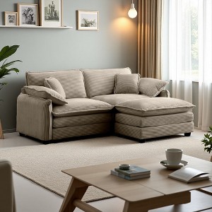 81" Corduroy Modular L-Shaped Sectional Sofa with Ottoman - 1 of 4