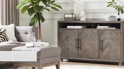 80" Gray Wood Transitional TV Console with Cabinet