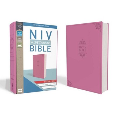 NIV, Value Thinline Bible, Large Print, Imitation Leather, Pink - by  Zondervan (Leather Bound)