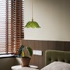 Dewdrop Adjustable Rod Vintage Pendant Light Pendant Light 1 Light Emerald Green Glass Scalloped Shade ETL Dining - 4 of 4