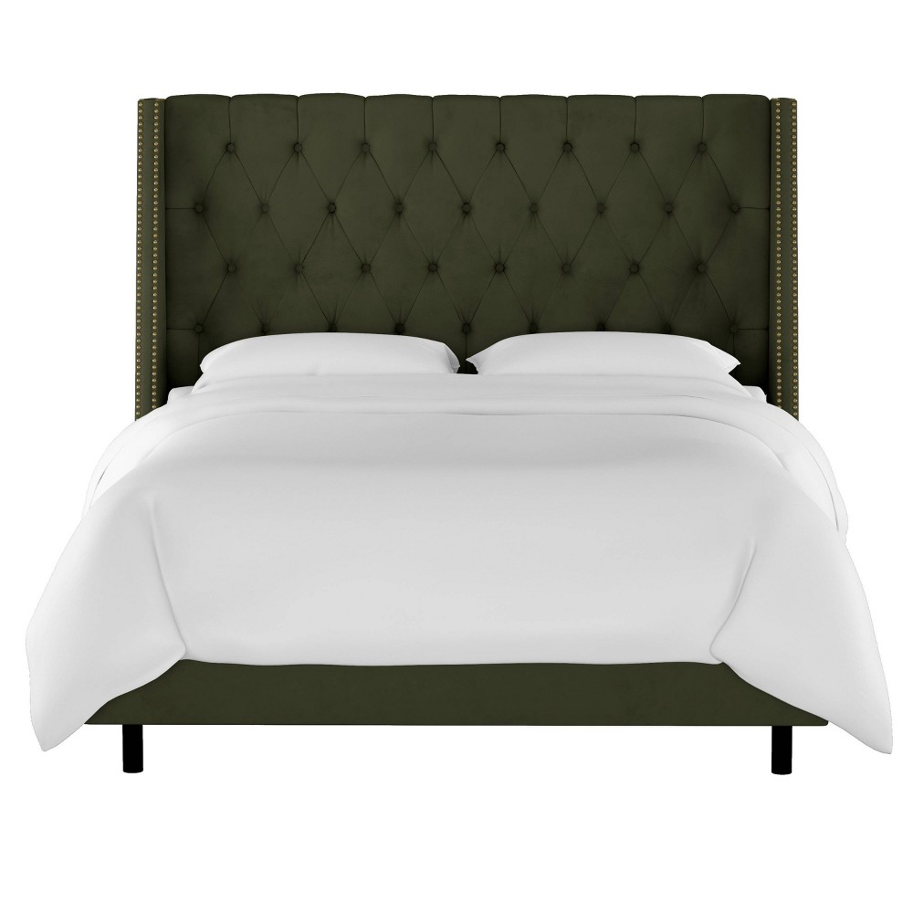 Photos - Bed Frame Skyline Furniture King Arlette Nail Button Tufted Wingback Bed in Velvet L