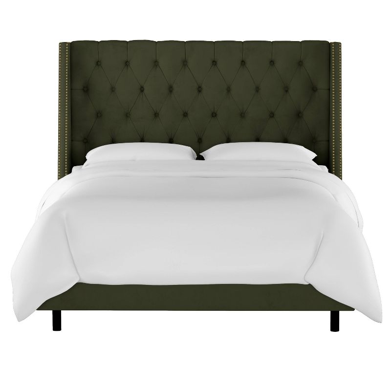 Skyline Furniture Arlette Nail Button Tufted Wingback Bed in Velvet, 1 of 11