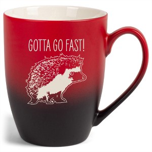 100 North Hedgehog Design 10 Ounce Red and Black Two Toned Ombre, Comfortably Fits Your Hands, Ceramic Tea Coffee Cup Mug, Gotta Go Fast! - 1 of 1
