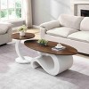 INFURNIC Coffee Tables White Nesting Coffee Table Set of 2 Oval and Round Design with Sturdy Metal Base for Living Room, White, 30.91"*20.67"*19.17" - 4 of 4