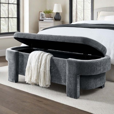 NicBex Modern 51.5" Linen Storage Bench with Wood Frame for Bedroom and Living Room