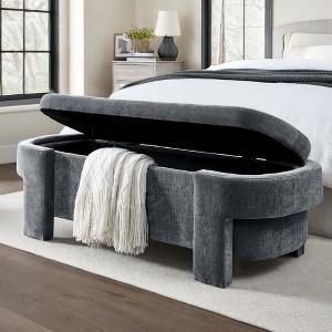 NicBex Modern 51.5" Linen Storage Bench with Wood Frame for Bedroom and Living Room - 1 of 4
